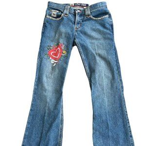 Y2K Embellished Ed Hardy Vibes Denim Low Rise Flare Jeans